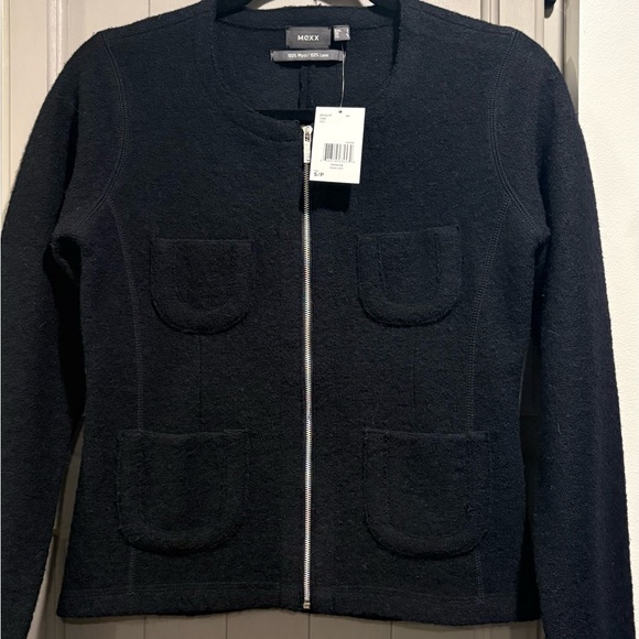 Mexx 100% Wool cardigan w/Zipper, Size small, boiled wool feel, pockets, fitted - Picture 2 of 2